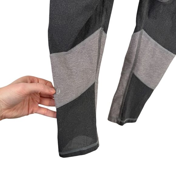 Lululemon Mesh With Me Grey Crop Leggings 18" Active Gym Run Low Rise Womens 2 - Picture 5 of 6